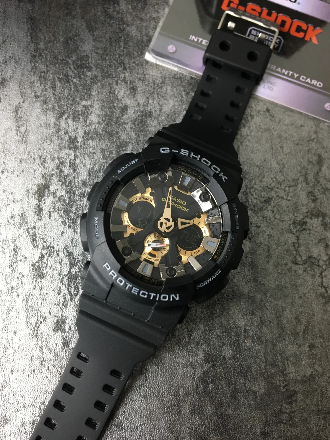 Casio Black Gold Rugged Resin Case Analog-Digital Hybrid Dial Watch 5