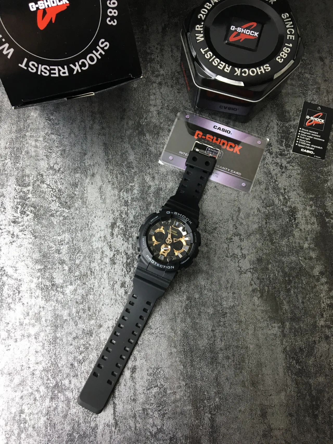 Casio Black Gold Rugged Resin Case Analog-Digital Hybrid Dial Watch 6