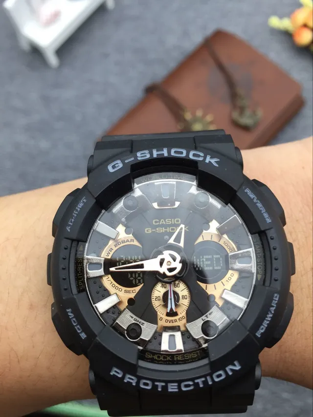 Casio Black Gold Rugged Resin Case Analog-Digital Hybrid Dial Watch 7