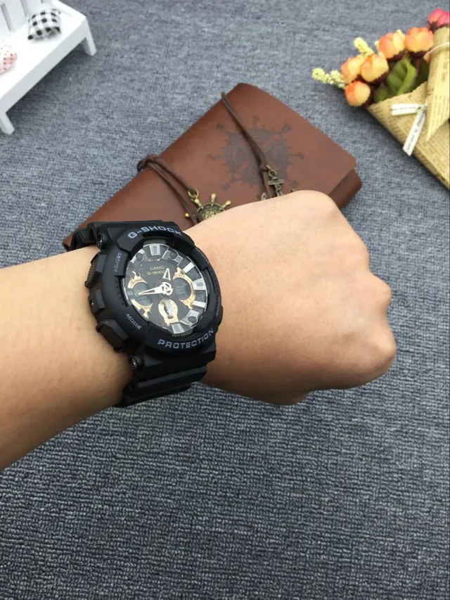 Casio Black Gold Rugged Resin Case Analog-Digital Hybrid Dial Watch 10