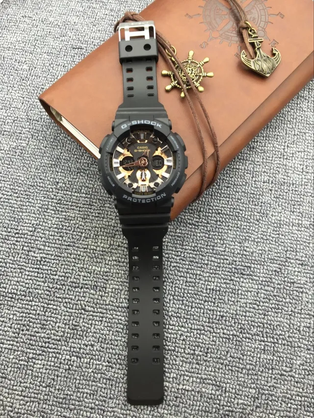 Casio Black Gold Rugged Resin Case Analog-Digital Hybrid Dial Watch 11