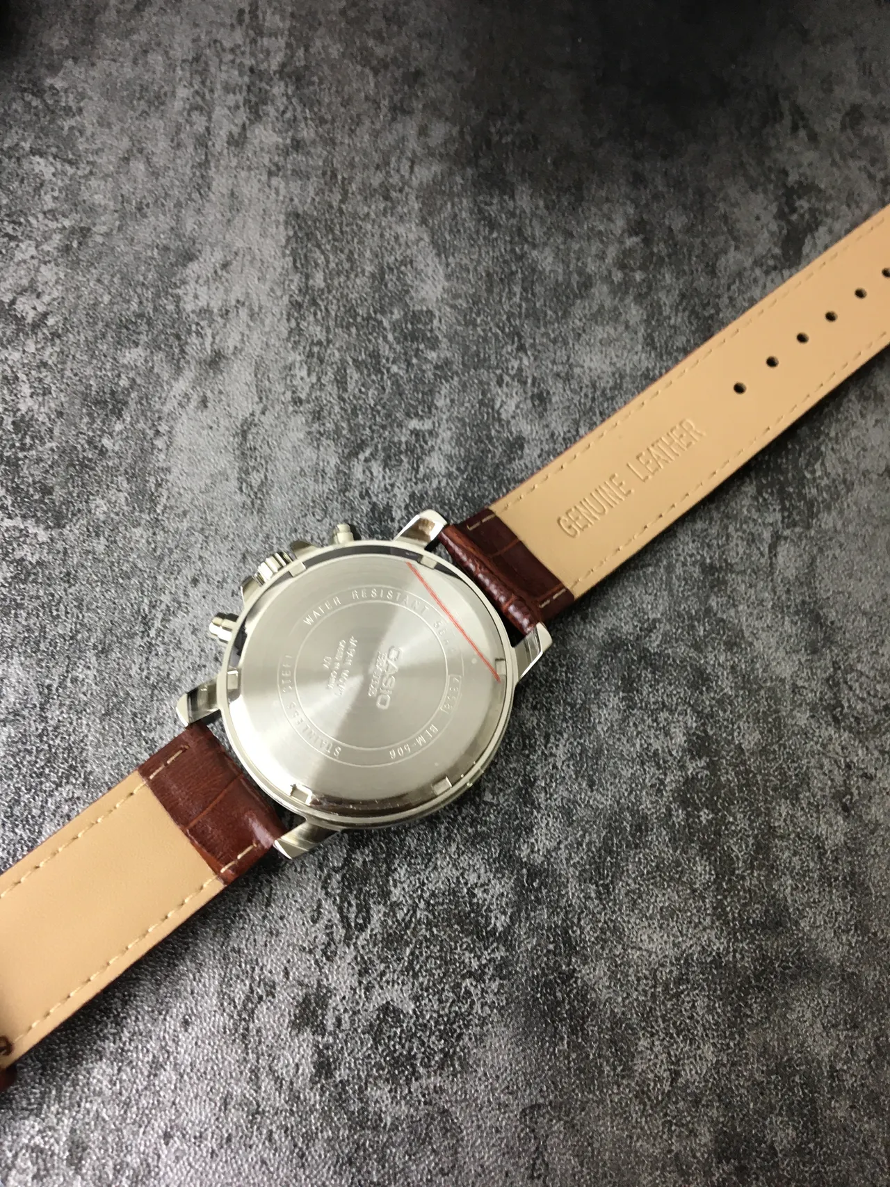 Casio Edifice Chronograph White Dial Brown Leather Strap Quartz Watch 4