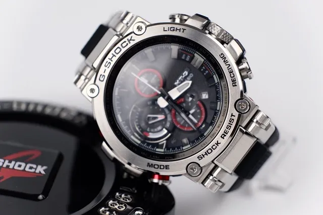 Casio G-Shock Black Red Robust Metal Case Multi-Subdial Analog-Digital Face Watch 8