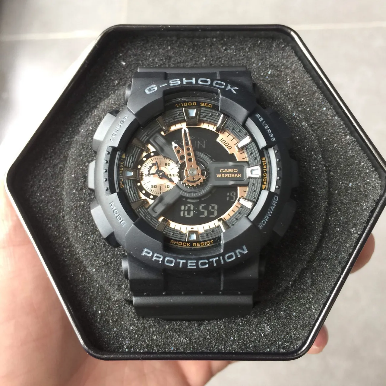 Casio G-Shock GA-100 Preto e Cobre Relógio Esportivo 14