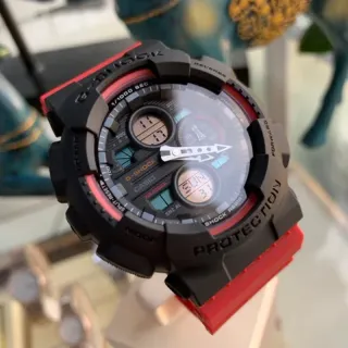 Casio G-Shock GA-100 ساعة رياضية سوداء وحمراء