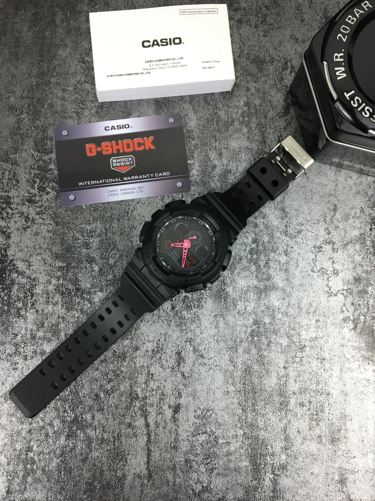 Casio G-Shock GA-100 Noir Rose Construction Résine Mate Mains Analogiques Bold Montre 6