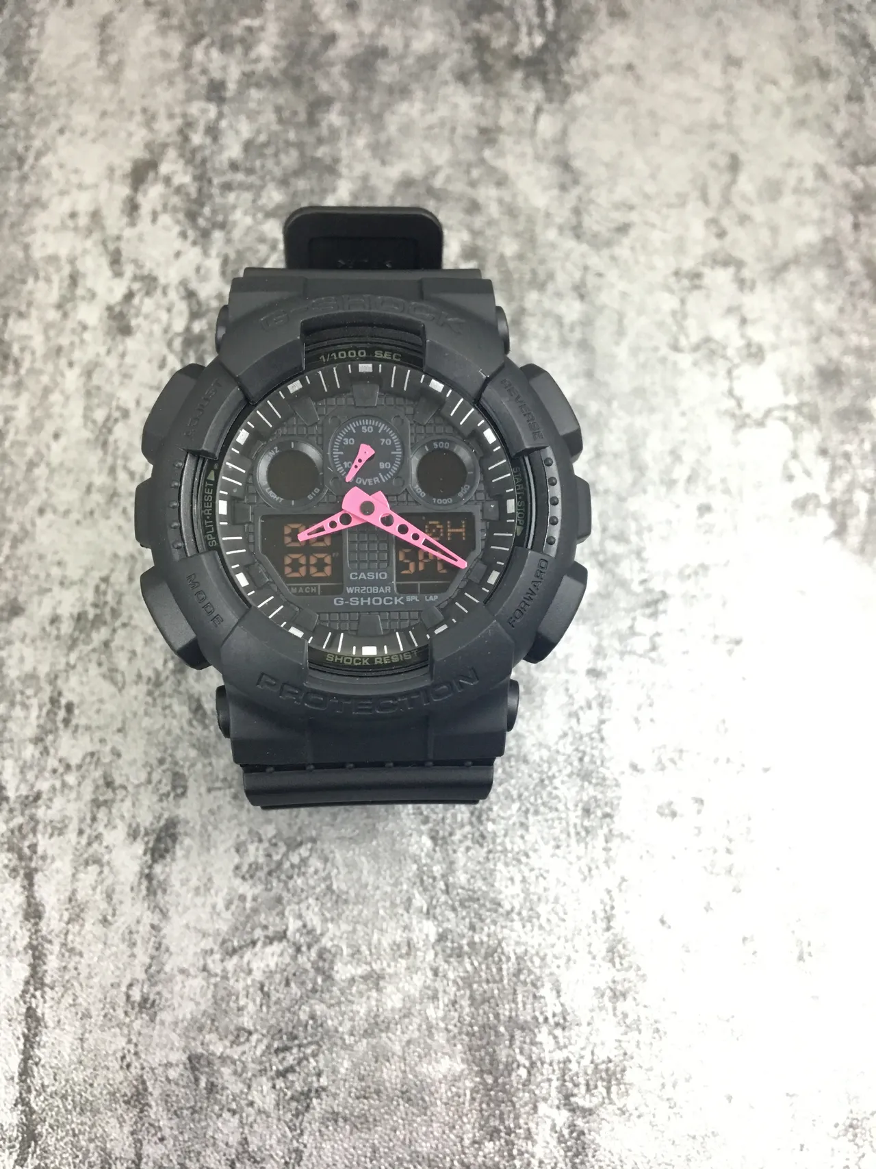 Casio G-Shock GA-100 Noir Rose Construction Résine Mate Mains Analogiques Bold Montre 8