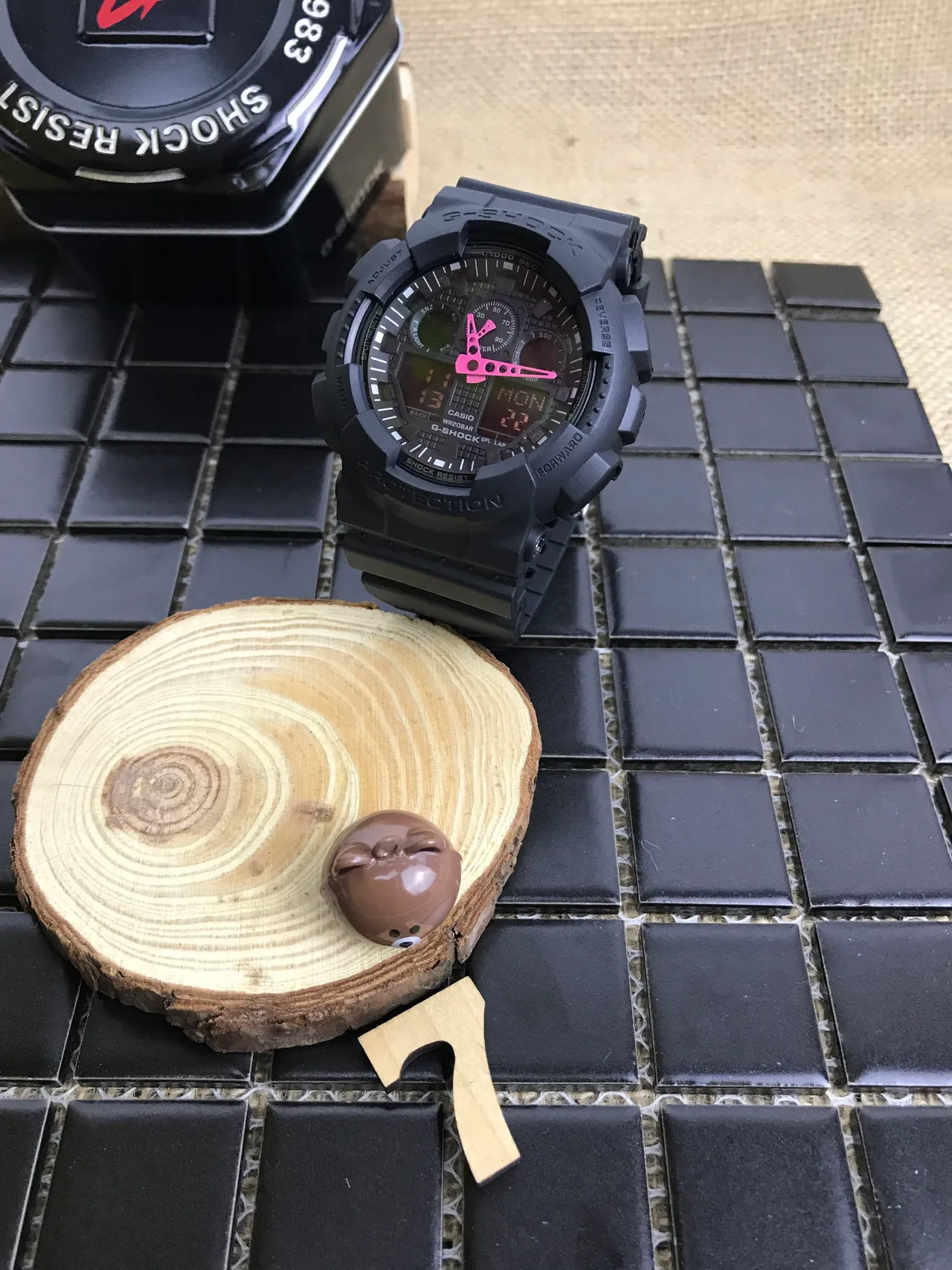 Casio G-Shock GA-100 Noir Rose Construction Résine Mate Mains Analogiques Bold Montre 13