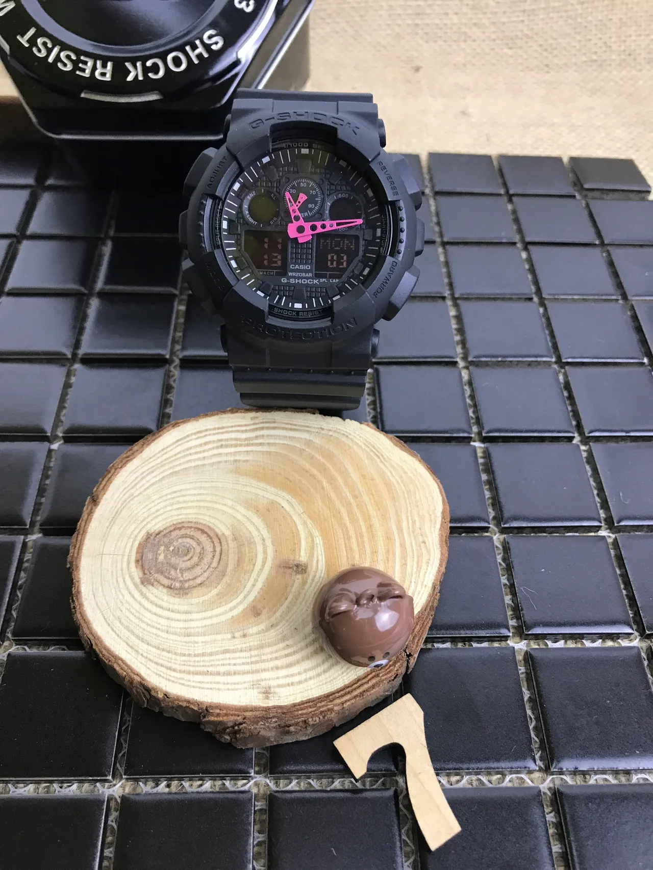 Casio G-Shock GA-100 Noir Rose Construction Résine Mate Mains Analogiques Bold Montre 14