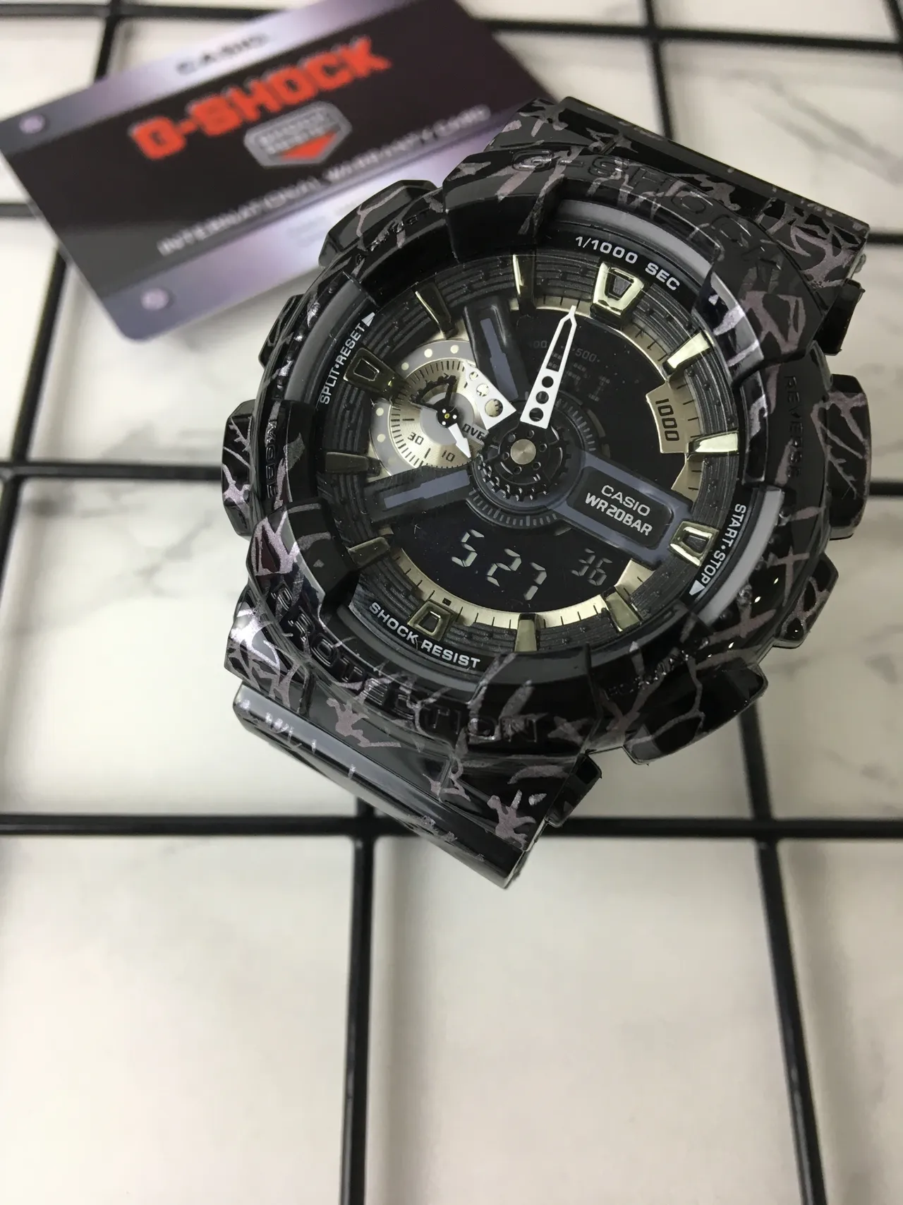 Casio G-Shock GA-100 Crackle Pattern Black Sports Watch 2