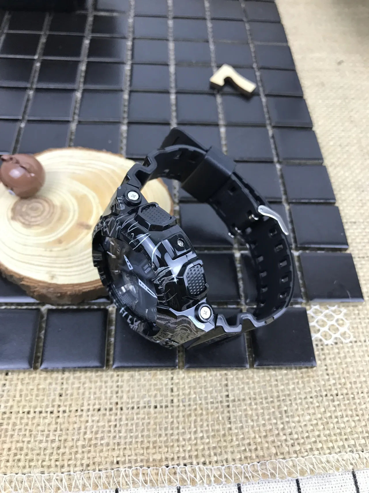 Casio G-Shock GA-100 Crackle Pattern Black Sports Watch 8