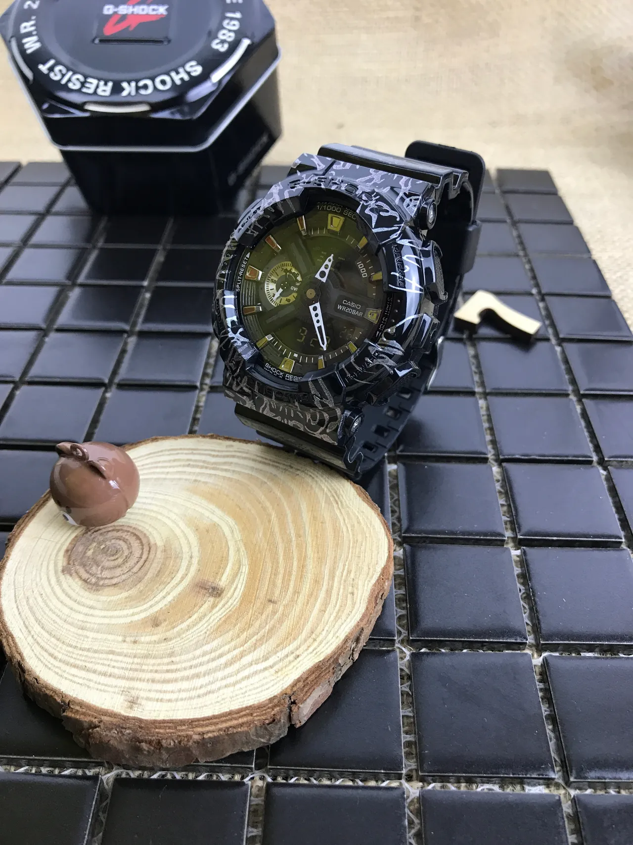 Casio G-Shock GA-100 Crackle Pattern Black Sports Watch 9