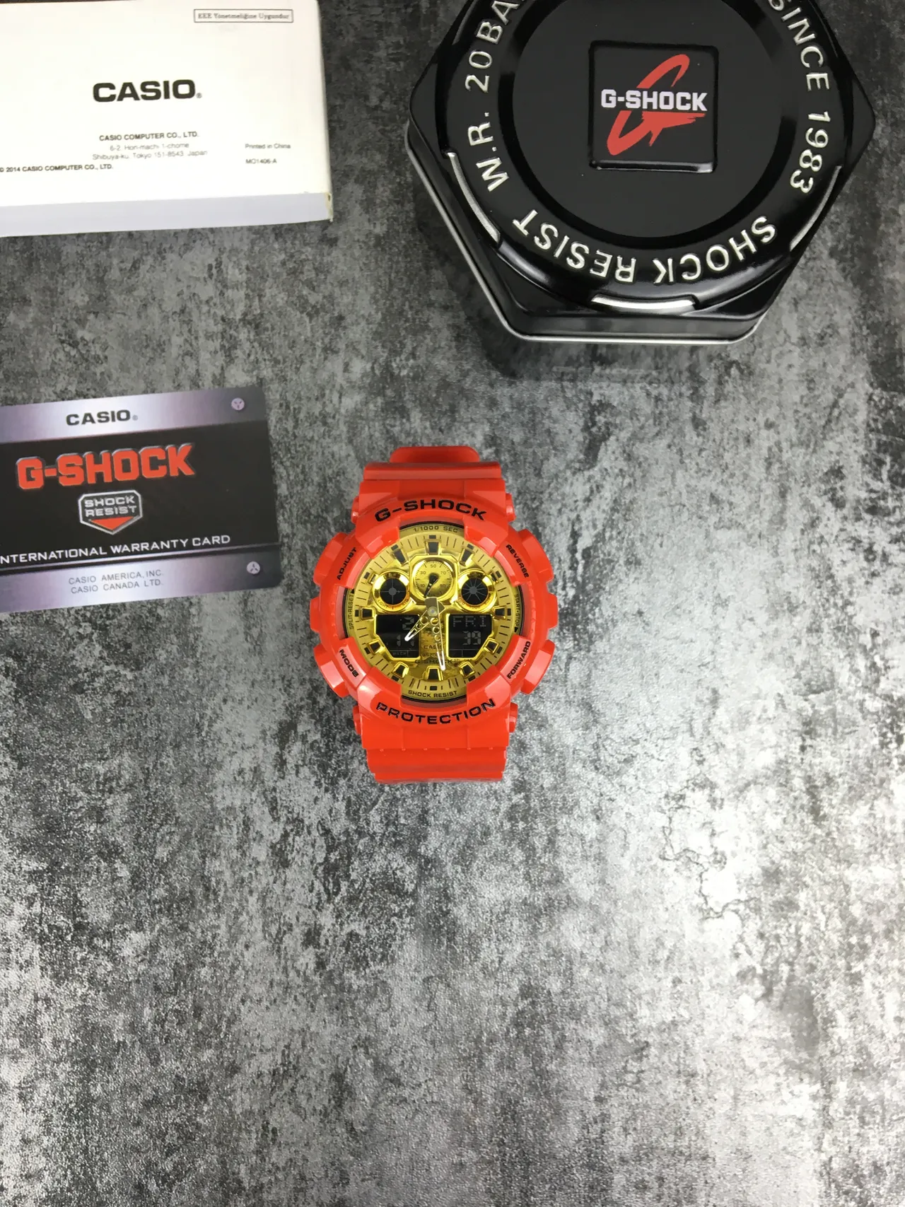 Casio G-Shock GA-100 Orange and Gold Sports Watch 2