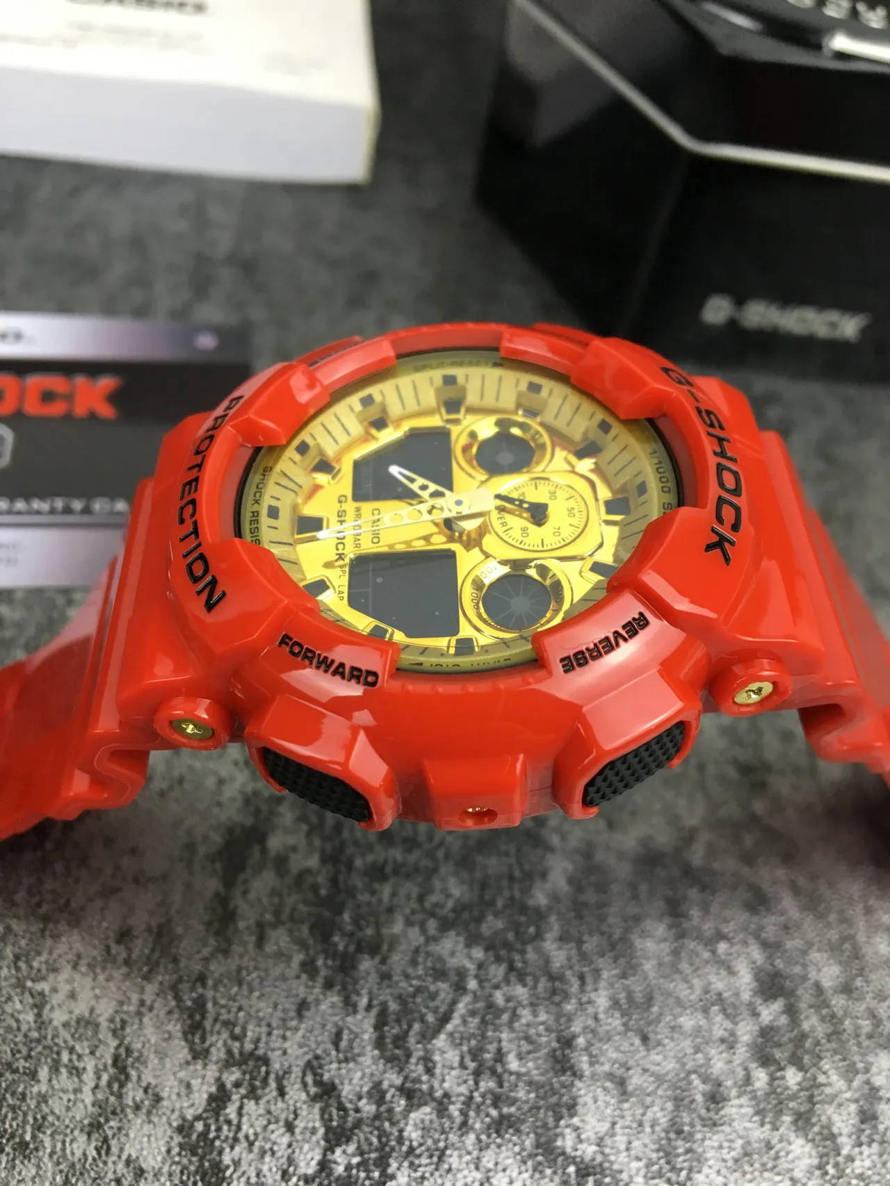 Casio G-Shock GA-100 Orange and Gold Sports Watch 4