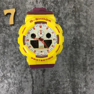 Casio G-Shock GA-100 Yellow and Purple Sports Watch