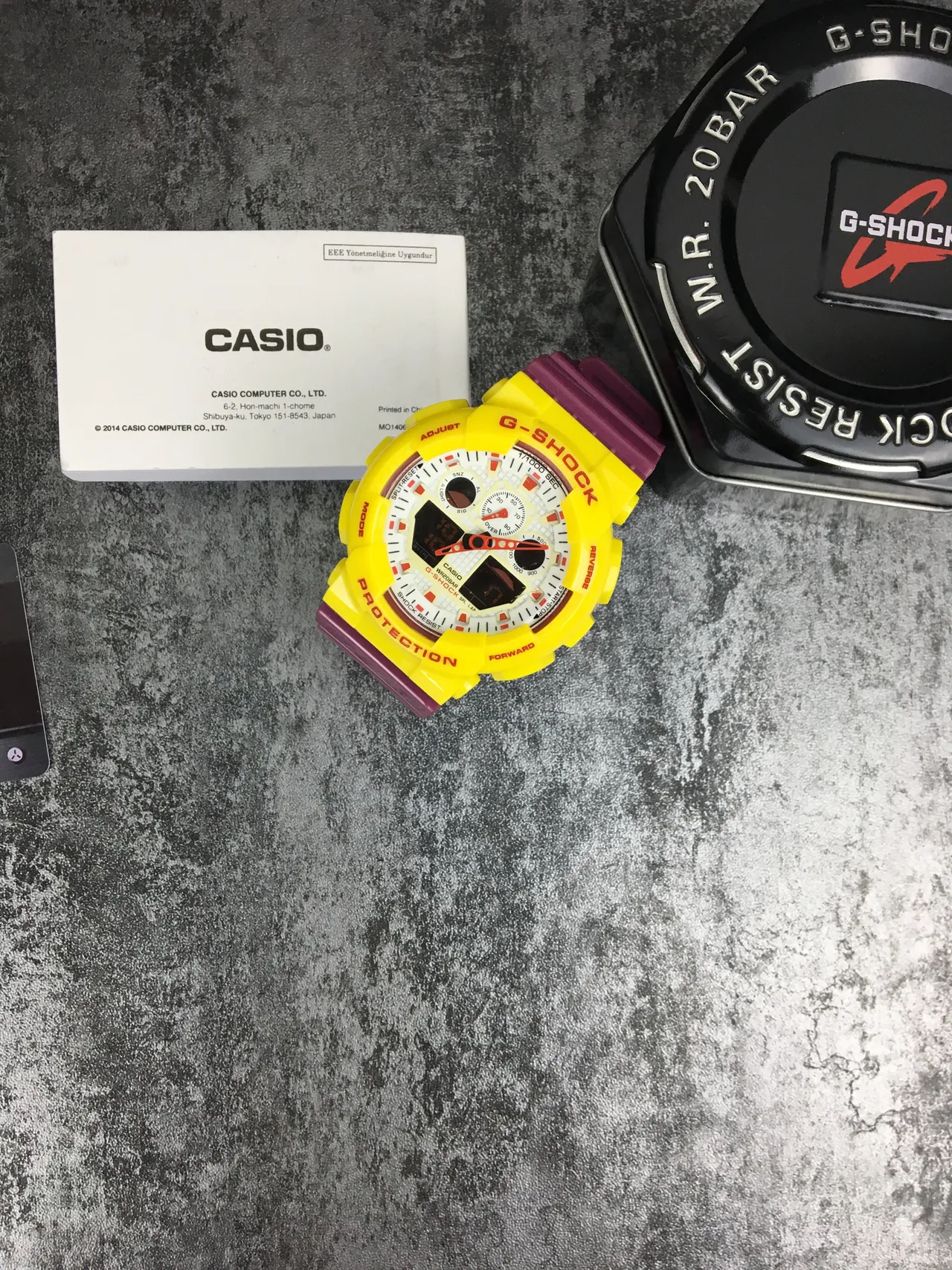 Casio G-Shock GA-100 Yellow and Purple Sports Watch 2