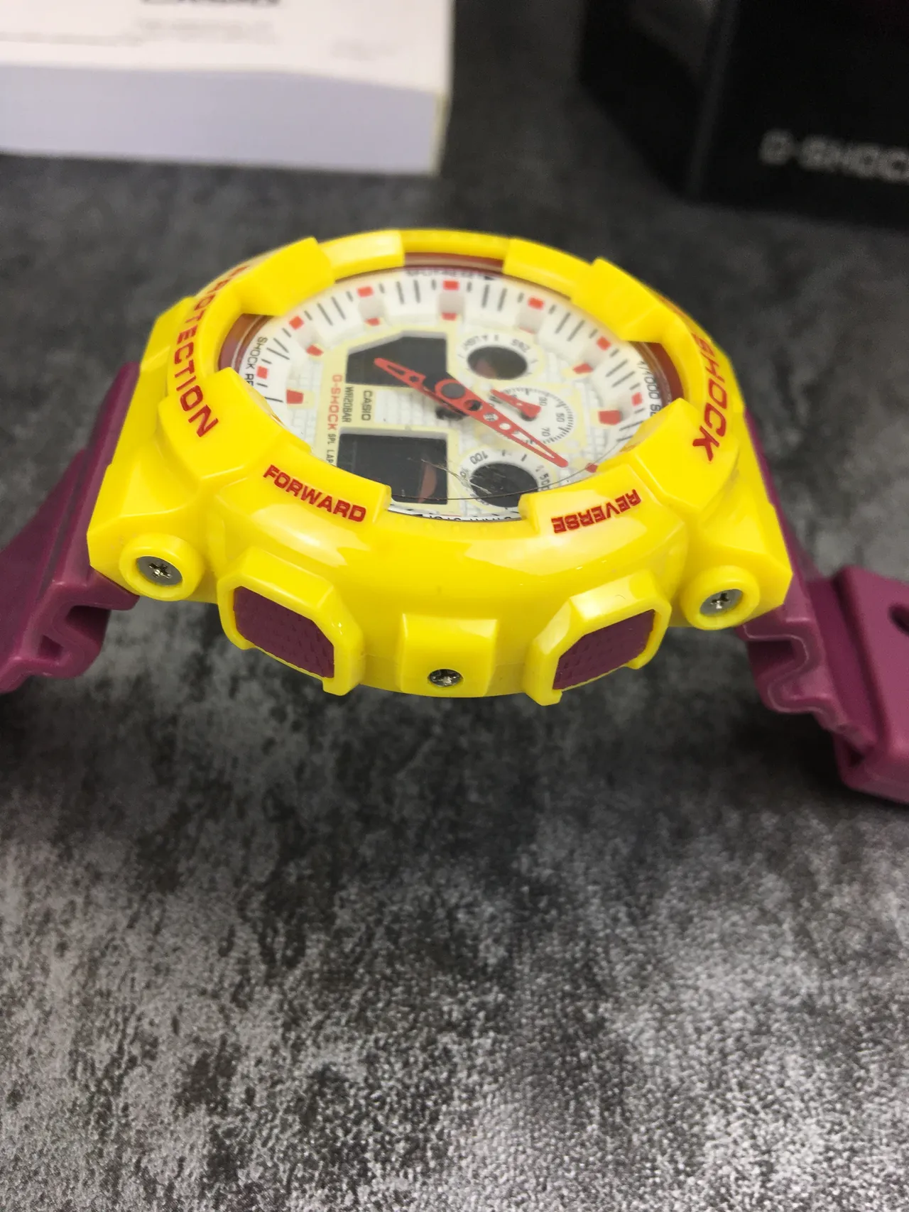 Casio G-Shock GA-100 Yellow and Purple Sports Watch 5