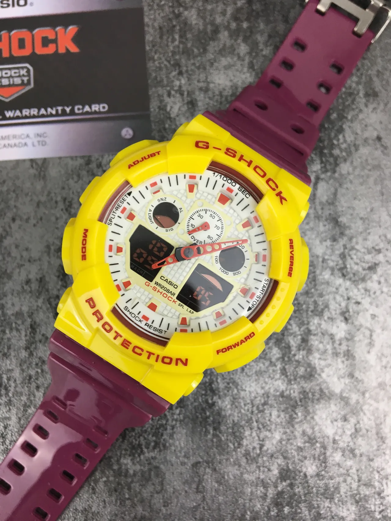 Casio G-Shock GA-100 Yellow and Purple Sports Watch 6
