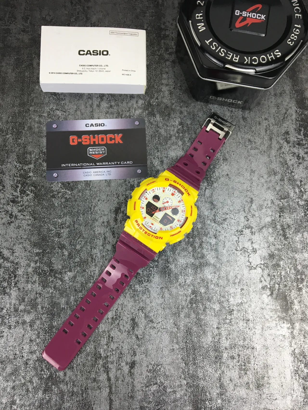 Casio G-Shock GA-100 Yellow and Purple Sports Watch 7