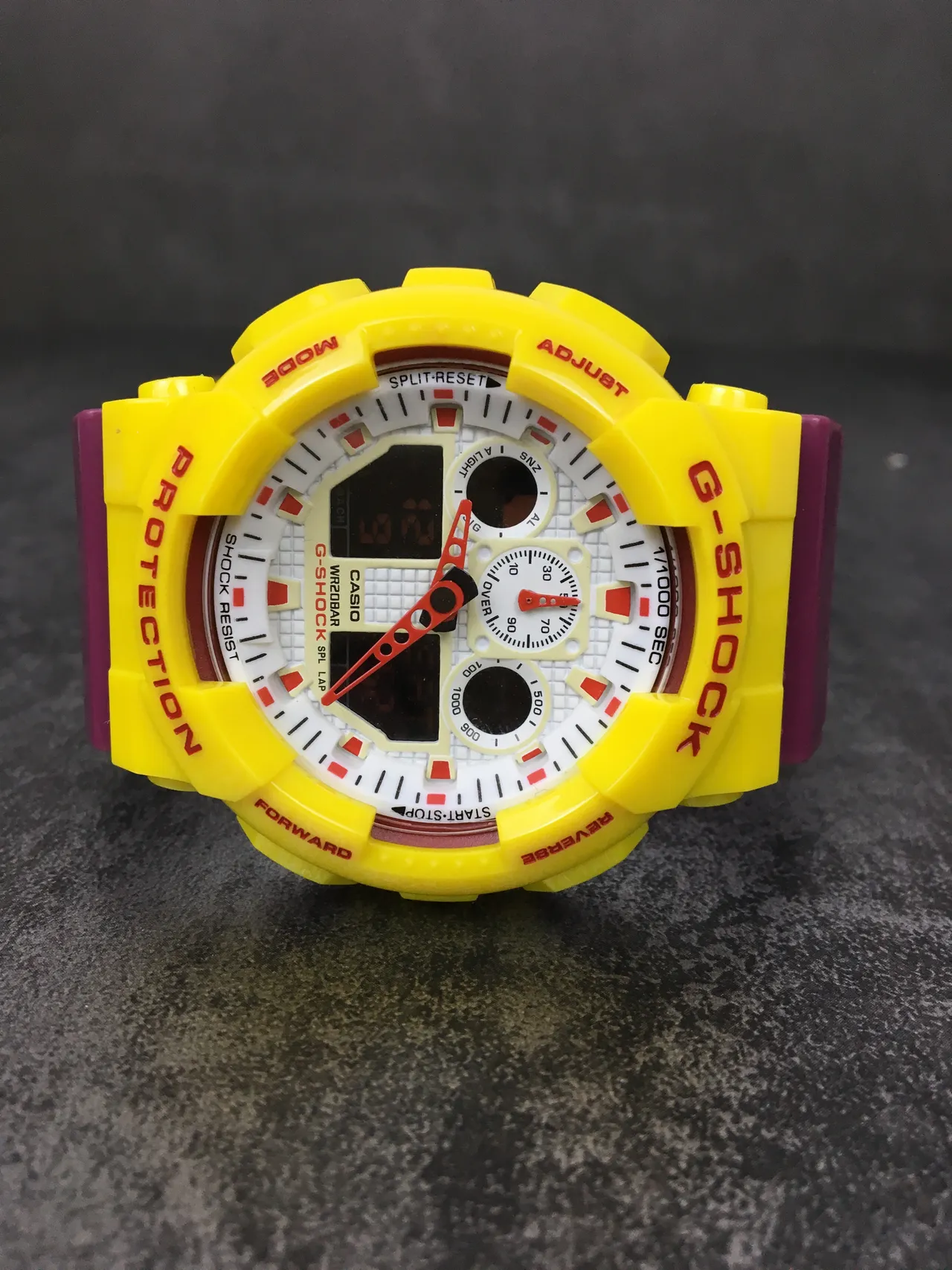 Casio G-Shock GA-100 Yellow and Purple Sports Watch 8
