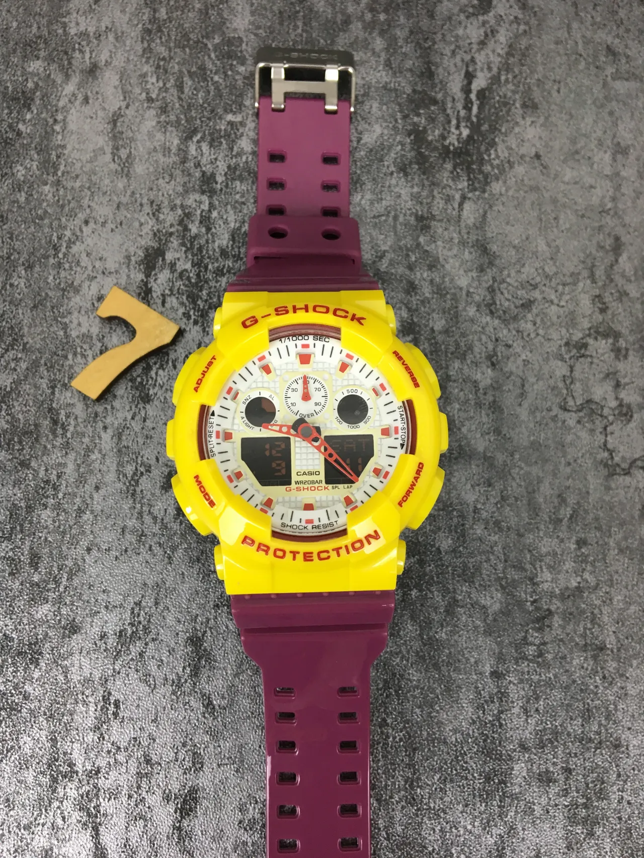 Casio G-Shock GA-100 Yellow and Purple Sports Watch 10