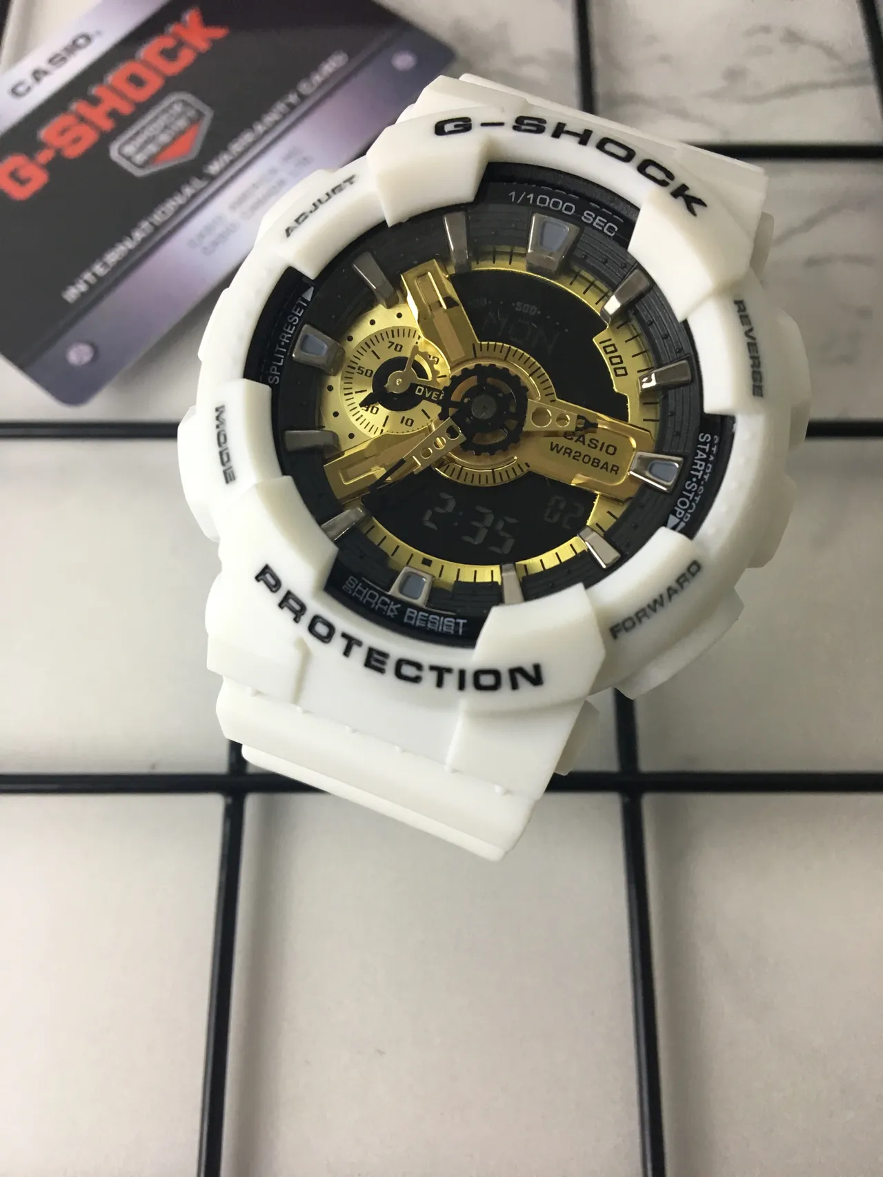 Casio White Gold Resin Case Analog-Digital Hybrid Display Watch 2