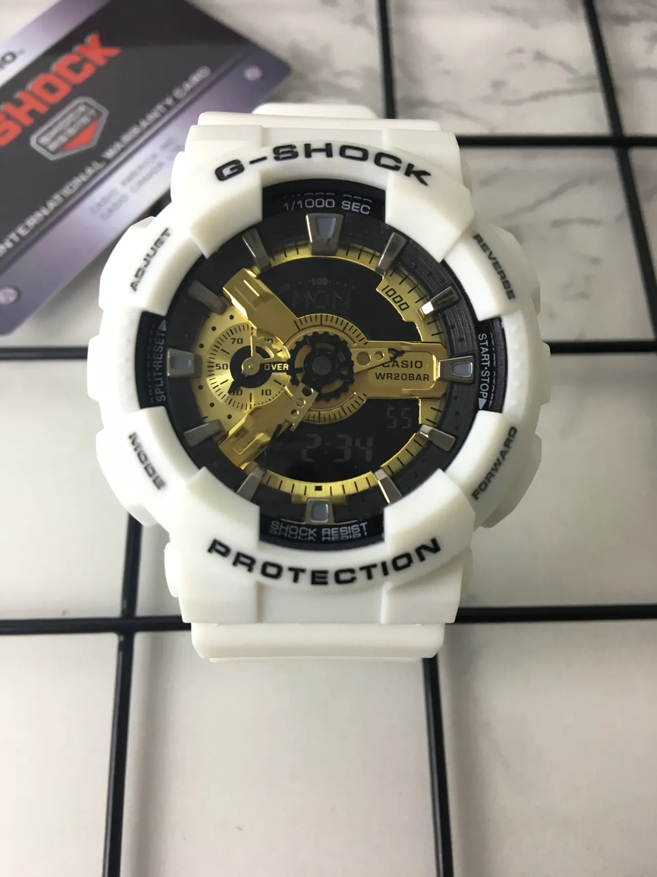 Casio White Gold Resin Case Analog-Digital Hybrid Display Watch 3