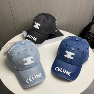 Celine নীল সাদা ডেনিম ছেঁড়া বেসবল ক্যাপ