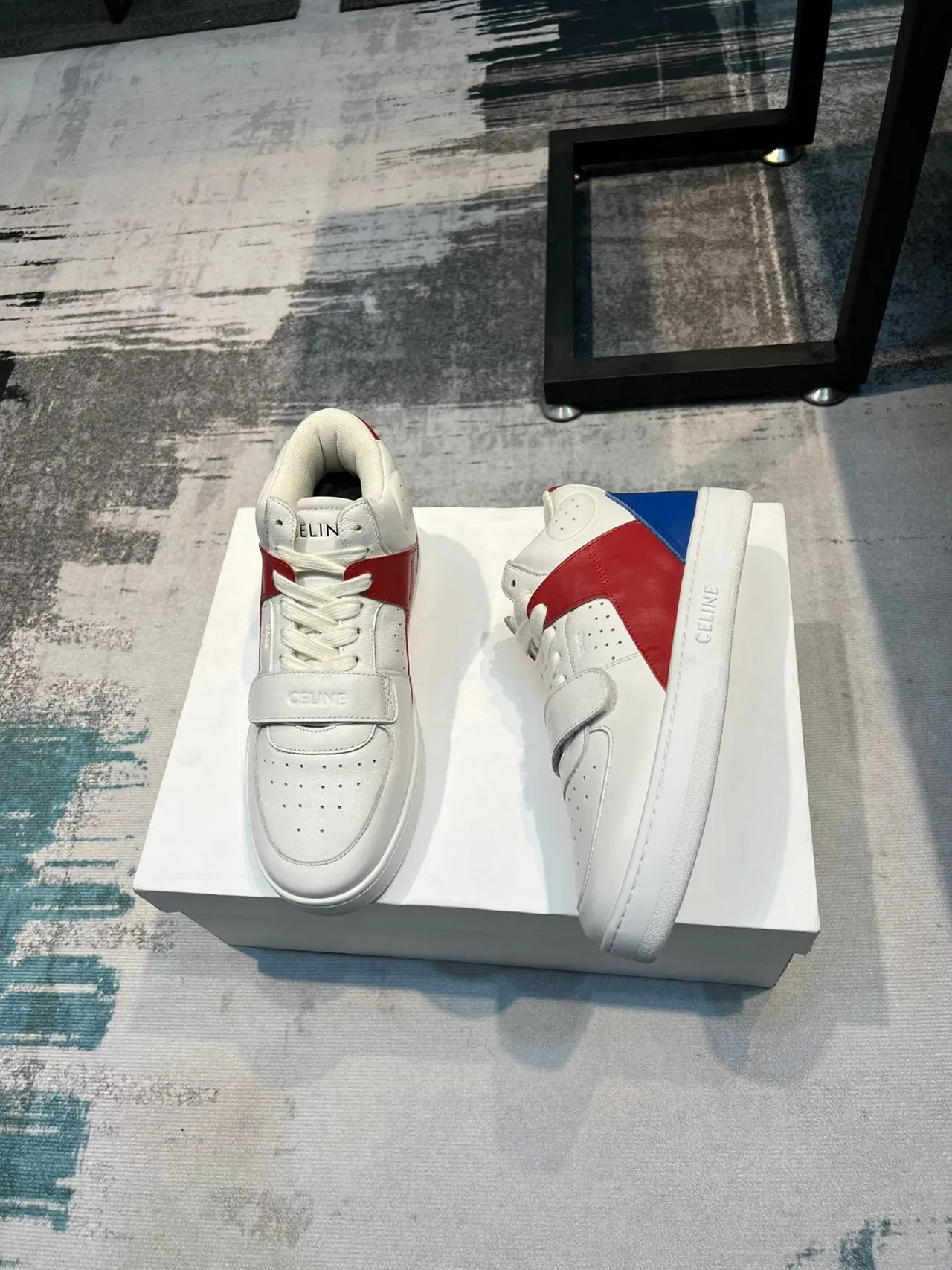 Celine CT-01 White Red Blue Color-Block Lifestyle Sneaker 4