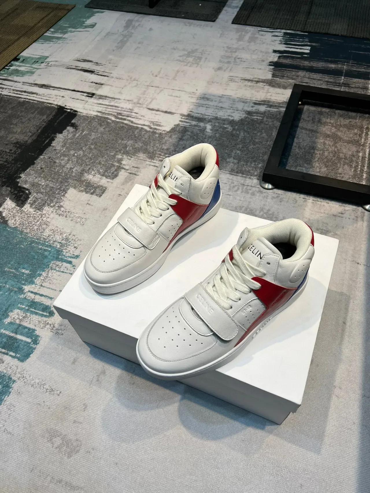 Celine CT-01 White Red Blue Color-Block Lifestyle Sneaker 5