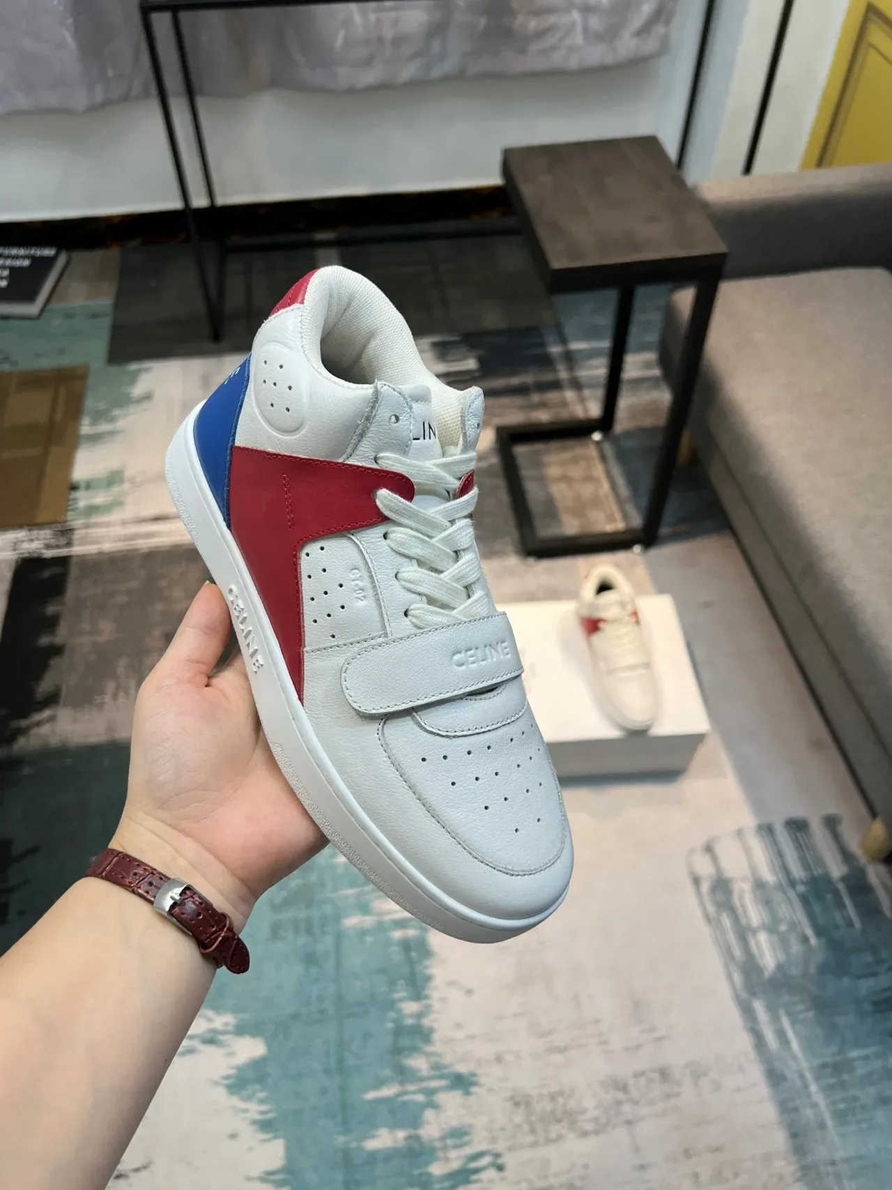 Celine CT-01 White Red Blue Color-Block Lifestyle Sneaker 6