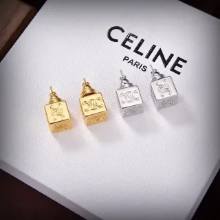 Celine Triomphe Cube Logo Stud Earrings