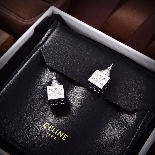 Celine Triomphe Cube Logo Stud Earrings 5