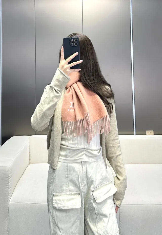 Celine écharpe cachemire bicolore à franges 2