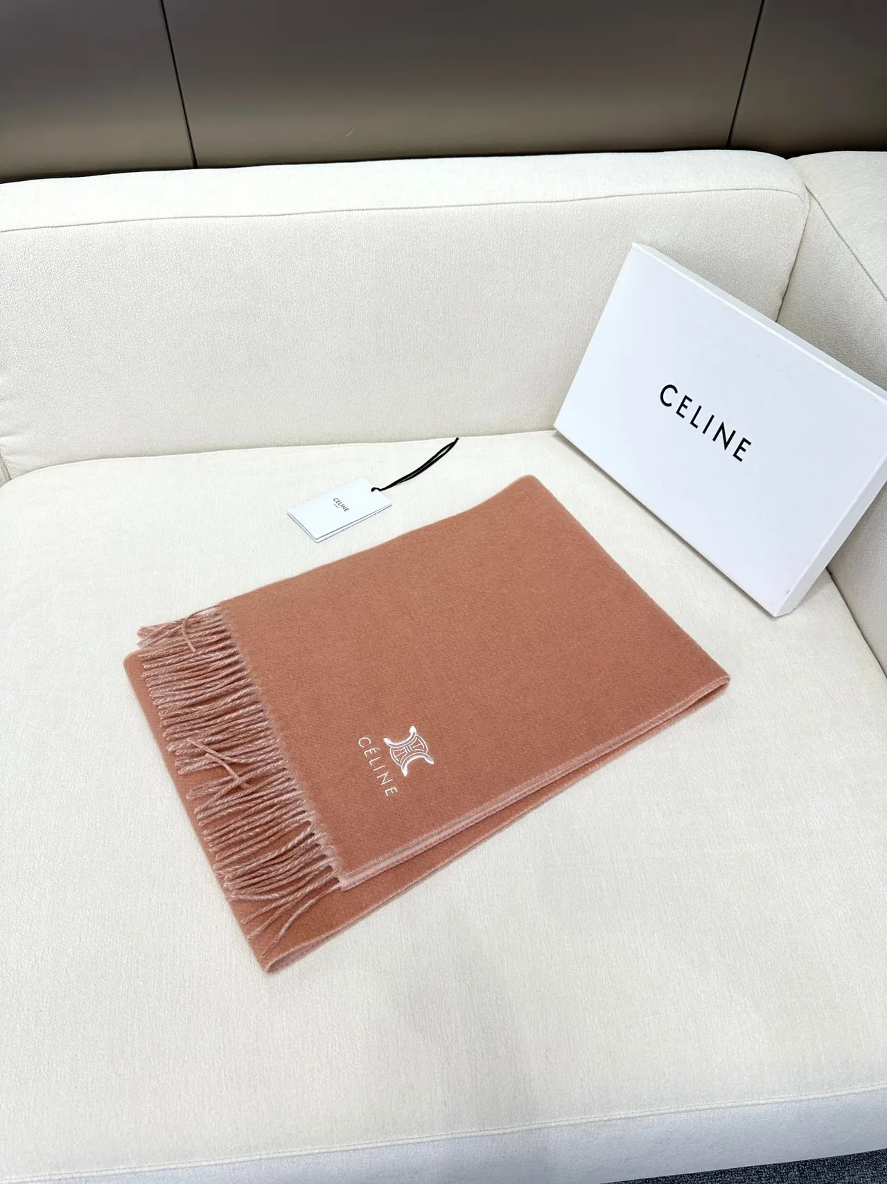 Celine écharpe cachemire bicolore à franges 6