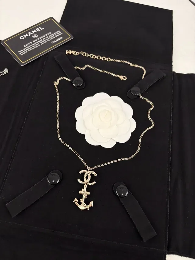 Chanel Anchor Pendant Necklace Gold and Silver Tone Necklaces 8