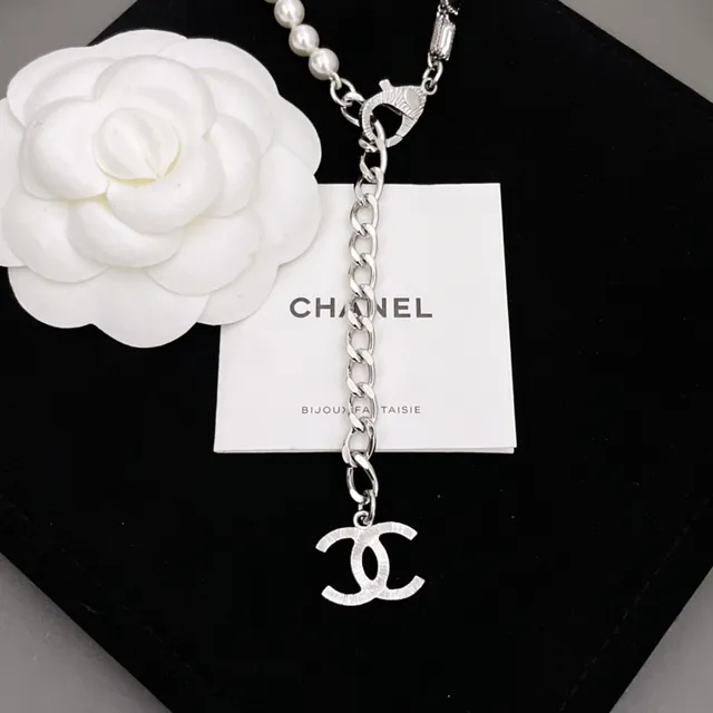 Chanel Bijoux Fantaisie Pulseira de pérolas e esmalte preto com elos 5