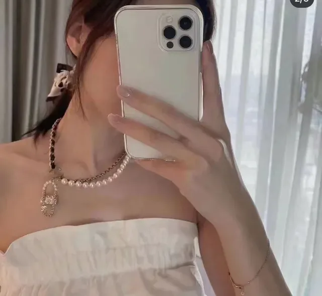 Colar Chanel Preto Dourado Corrente de Pérolas 6