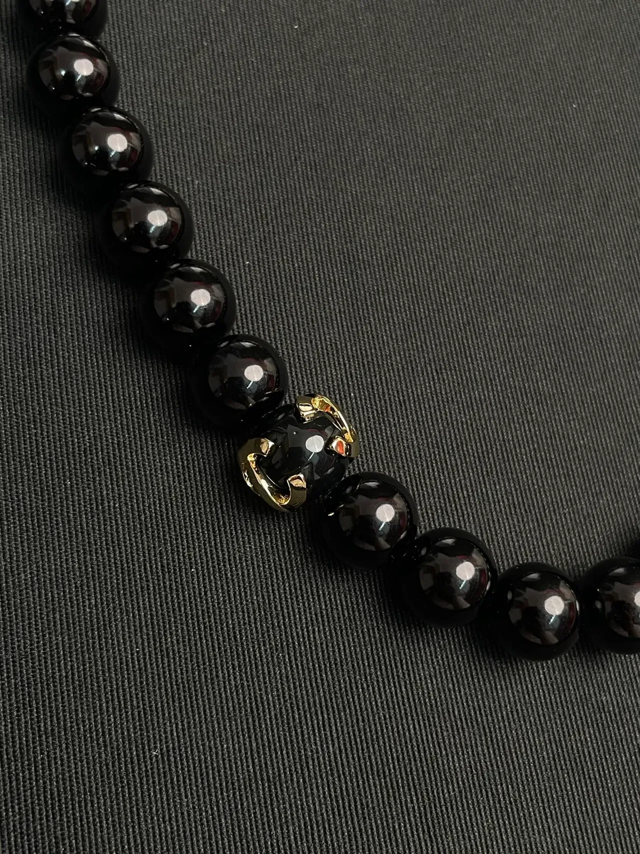 Chanel Black Gold Spherical Beads CC Logo Charm Necklace 2