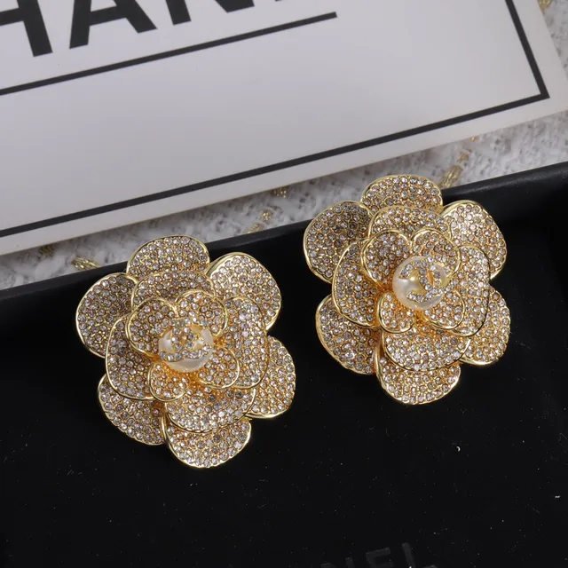 Chanel Camellia Broche Pavé-Crystal Pérola-Centro Metal Múltiplos Tons Broches 3