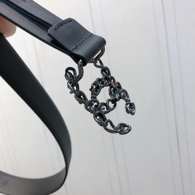 Chanel CC Belt أسود فضي ناعم مزين بالكريستال إطار interlocking حزام جلد 4
