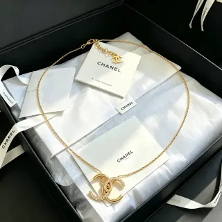 Chanel CC Logo Pavé Crystal Gold-Tone Necklace