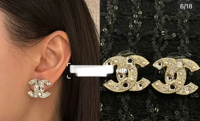 Chanel CC Logo Pearl and Crystal Drop Earrings 9