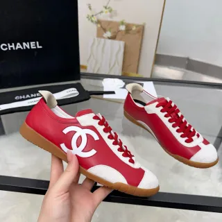Chanel CC Sneaker Red and White Lifestyle Sneakers