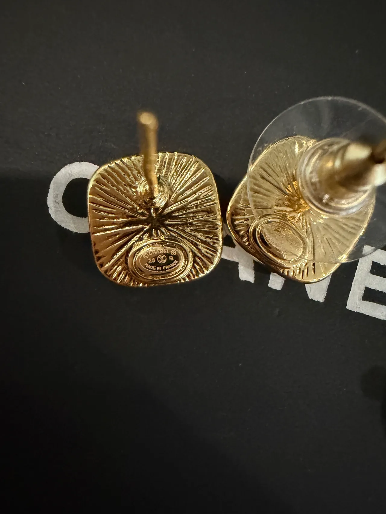 Chanel CC Square Red Enamel Gold-Tone Stud Earrings 2