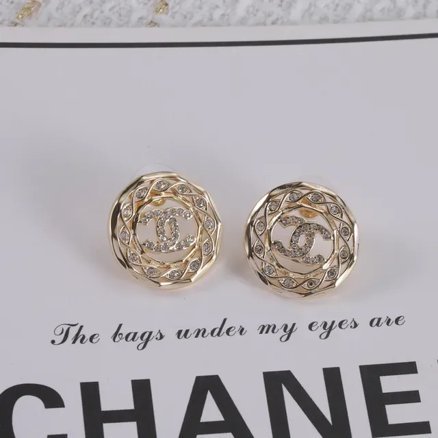 Chanel Crystal-Embellished Interlocking CC Stud Earrings 2