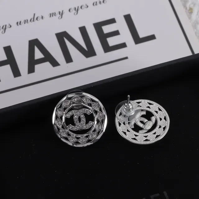 Chanel Crystal-Embellished Interlocking CC Stud Earrings 5