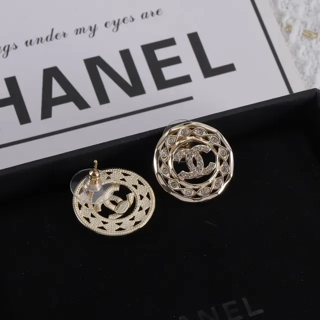Chanel Crystal-Embellished Interlocking CC Stud Earrings 6