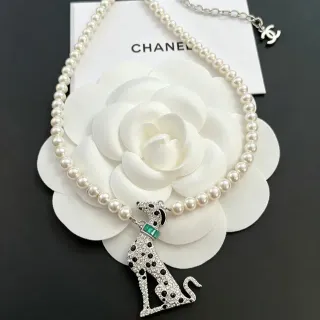 Chanel Dalmatian Dog Crystal and Pearl Necklace