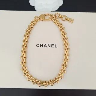 Chanel डबल-रो कर्ब-लिंक गोल्ड-टोन चेन ब्रेसलेट